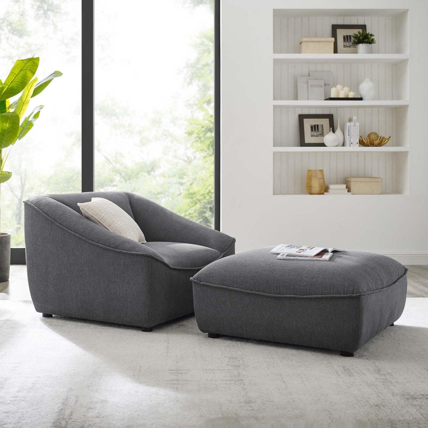 kitchen and dining room sets | CasaFoyer Comprise Upholstered Armchair & Ottoman Set | French Piping Details | Dense Foam Padding | Solid Wood Construction | Supports up to 400 lbs | casafoyer.myshopify.com