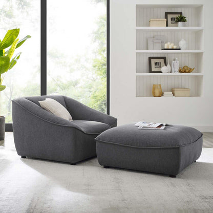 kitchen and dining room sets | CasaFoyer Comprise Upholstered Armchair & Ottoman Set | French Piping Details | Dense Foam Padding | Solid Wood Construction | Supports up to 400 lbs | casafoyer.myshopify.com