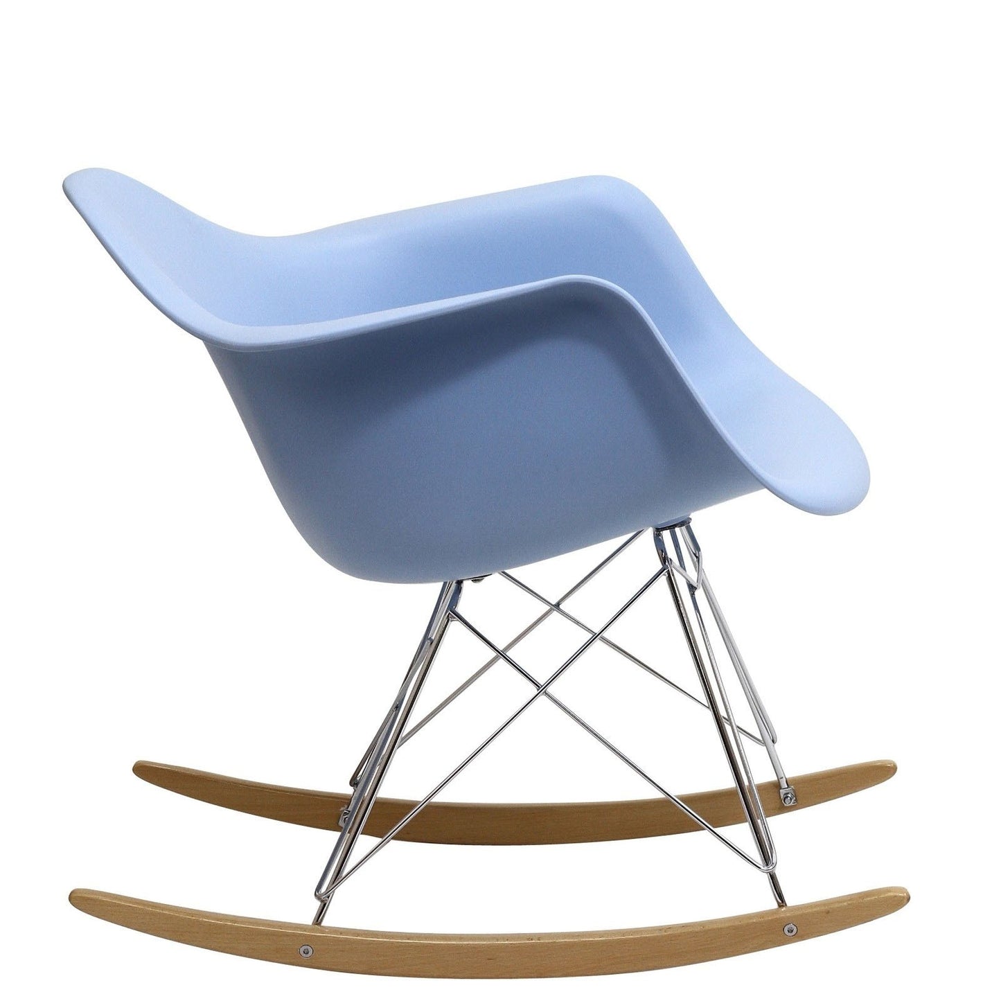 Chair | Rocker Lounge Chair | Iconic Design | Deep Plastic Seat Pocket | Waterfall Seat Edge | Minimalist & Innovative | Chrome-Plated Steel Base | Comfortable for Adults & Children | Perfect for Nurseries & Any Room | Blue | casafoyer.myshopify.com