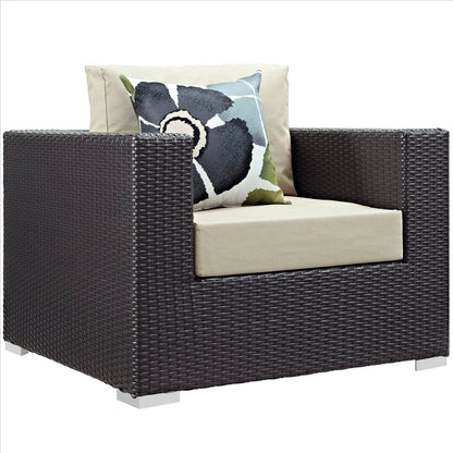 kitchen and dining room sets | CasaFoyer Convene Outdoor Sectional Set | Durable Rattan & Aluminum Frame | Weather-Resistant Cushions | Includes Ottoman & Armchairs | casafoyer.myshopify.com