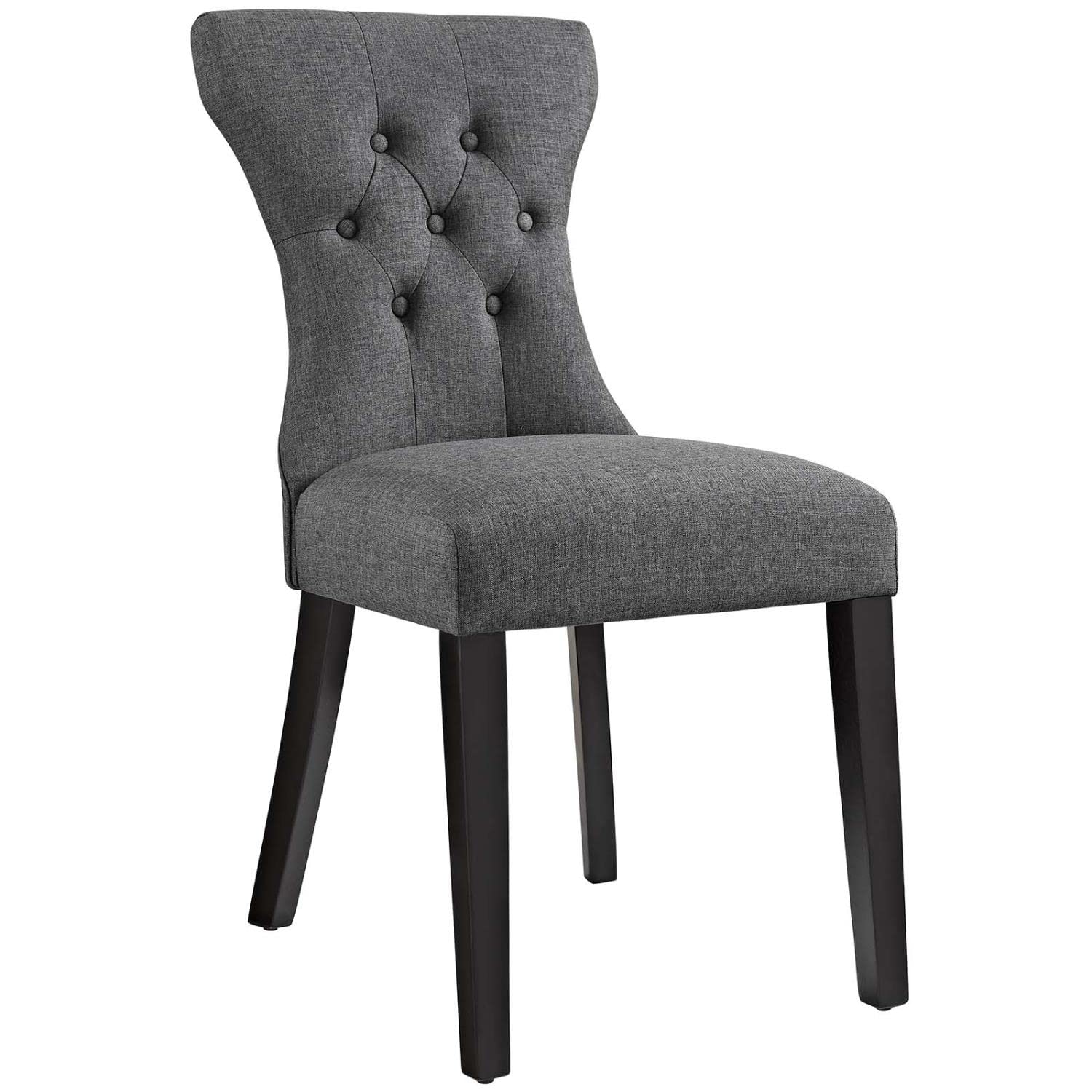home office desk chairs | CasaFoyer Silhouette Button Tufted Tapered Back Fabric Upholstered Dining Side Chair Set | Sophisticated Design | Dense Foam Padding | Plush Upholstery | Solid Wood Frame | Set of 4 | Gray | casafoyer.myshopify.com