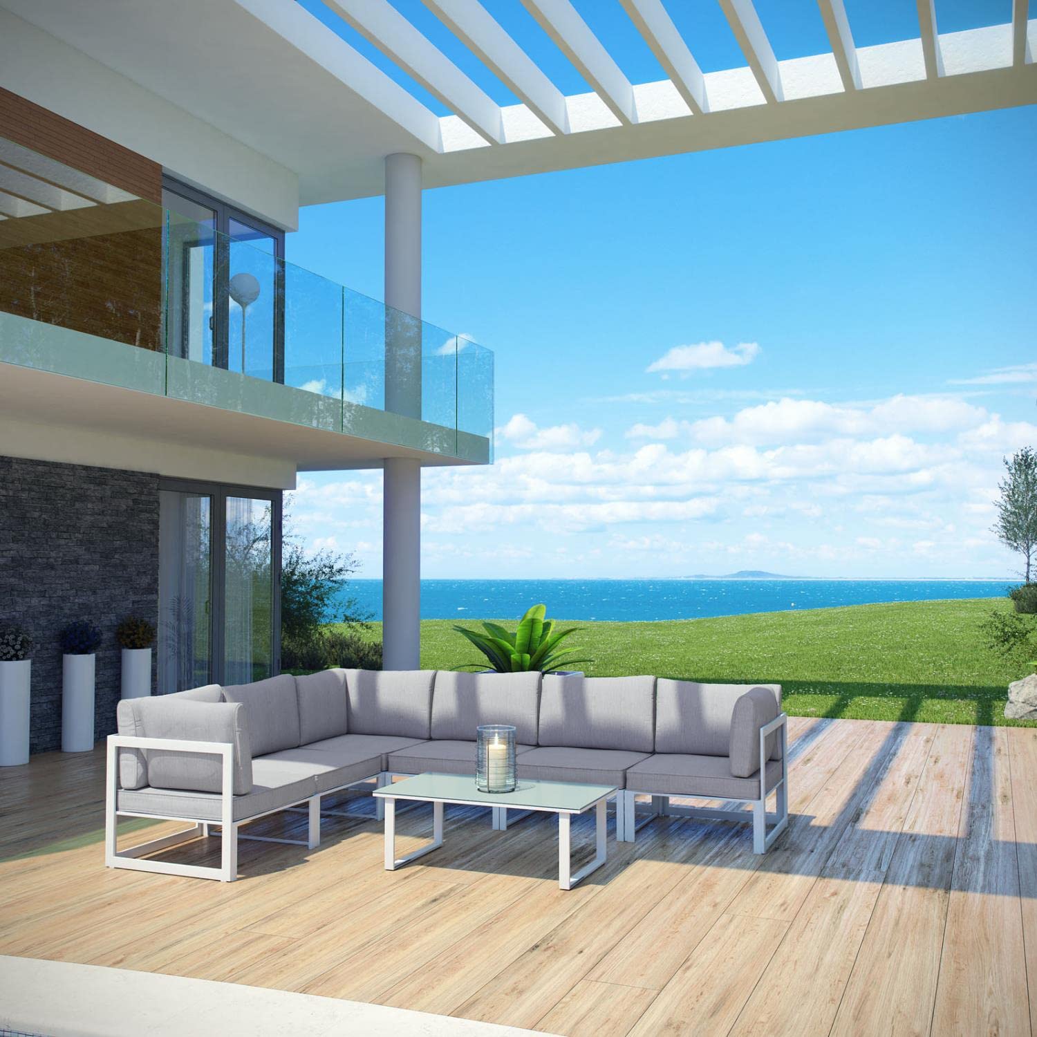 Patio Furniture Sets | Fortuna Outdoor Patio Collection | 9-Piece Sectional Sofa Set | Modern Design | Durable Aluminum Frame | All-Weather Cushions | Perfect for Contemporary Outdoor Spaces | casafoyer.myshopify.com