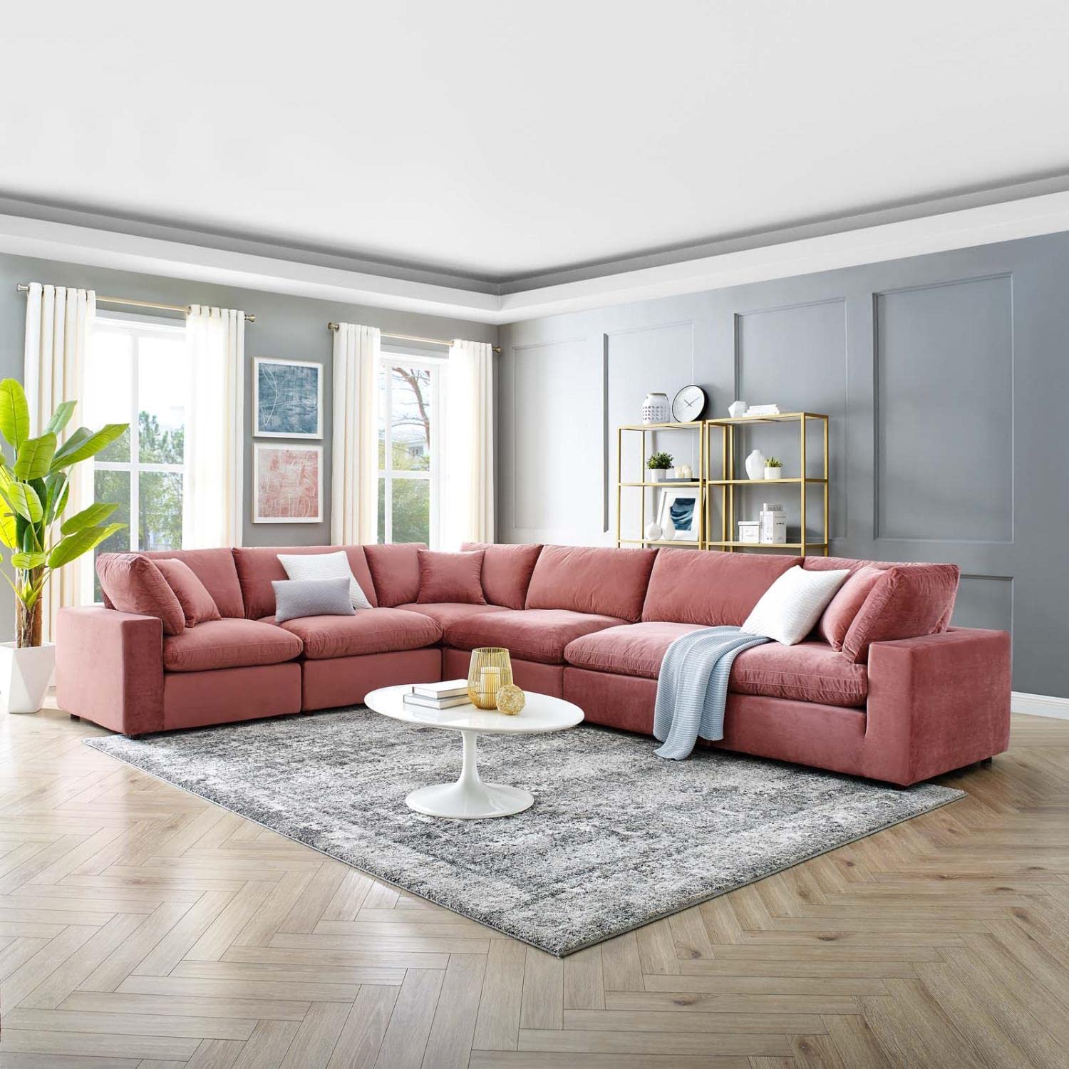 sofas | CasaFoyer Commix Luxurious Sectional Sofa | Plush Comfort | Stain-Resistant Velvet | Solid Wood Construction | Duck Down Cushions | 6-Piece Set | casafoyer.myshopify.com