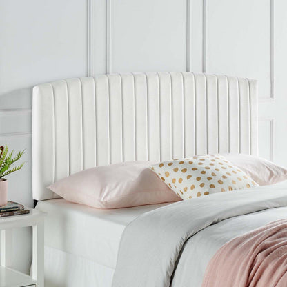 Bed | CasaFoyer Rebecca Twin Channel Tufted Performance Velvet Upholstered Headboard | Elegant White Design | Durable Solid Wood Construction | Stain-Resistant Velvet Upholstery | Ultimate Comfort with Dense Foam Padding | casafoyer.myshopify.com