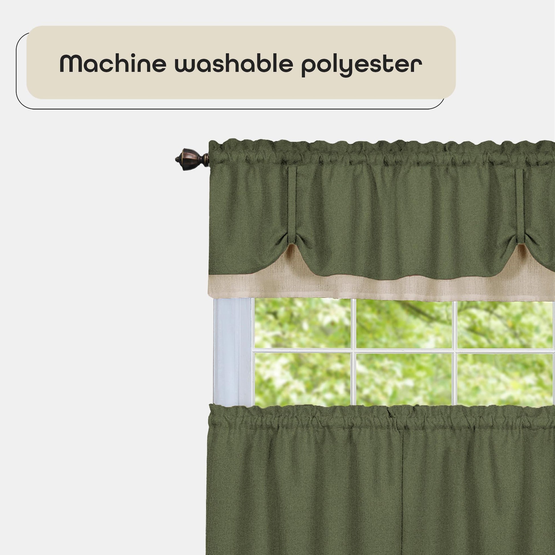 solar panels | CasaFoyer Darcy Window Curtain Tier & Valance Set | Premium Polyester Fabric | Ideal for Kitchen | 1.5 Rod Pocket | Coordinated with Panel & Anti-Fatigue Mat | Machine Washable | Green/Camel | 58x24/58x14 | casafoyer.myshopify.com