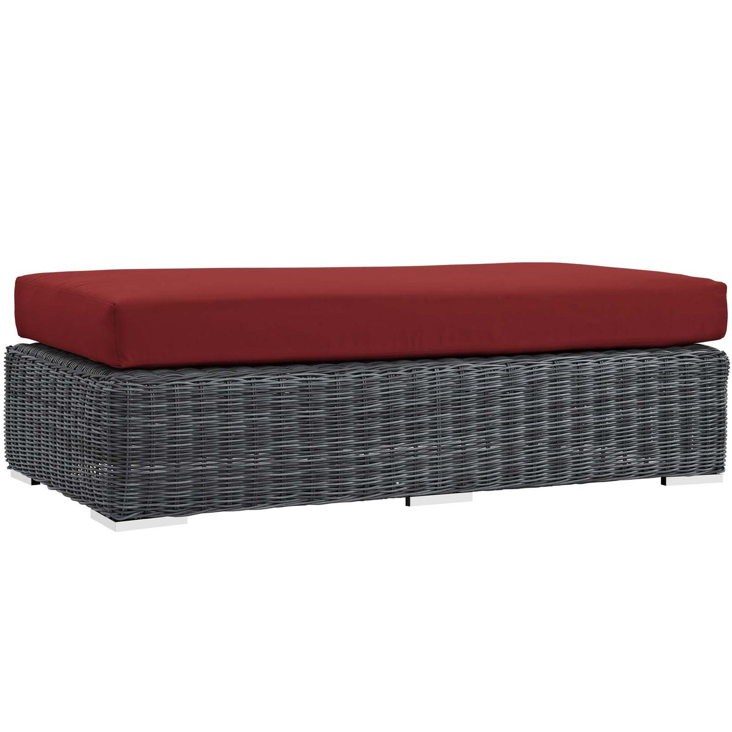 ottomans | CasaFoyer Summon Outdoor Patio Sunbrella Rectangle Ottoman | Unparalleled Comfort & Quality | Two-Tone Rattan Weave | Sunbrella Cushions | UV Protection | Powder-Coated Aluminum Frame | casafoyer.myshopify.com