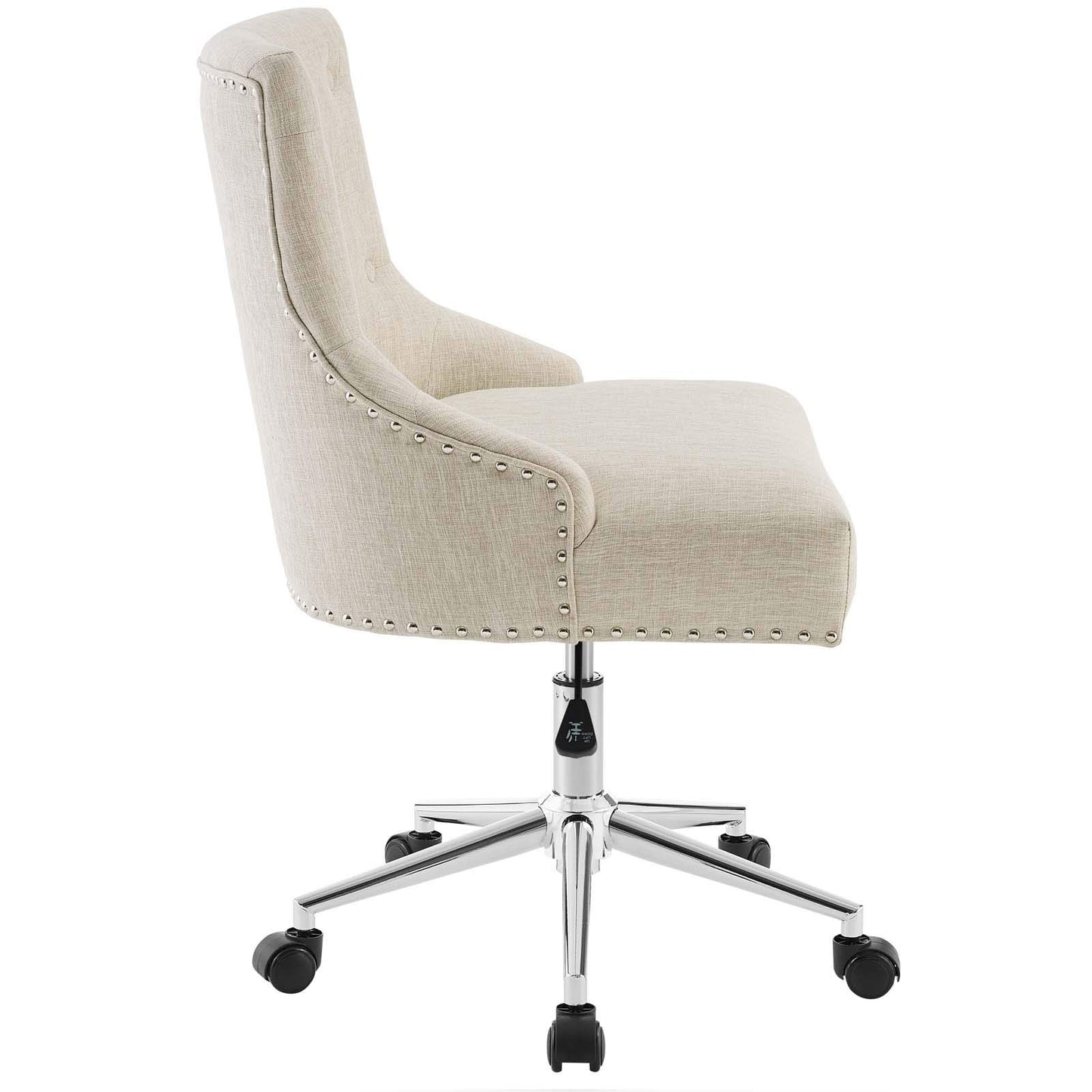 Chair | Regent Button Tufted Upholstered Fabric Swivel Office Chair | Timeless Elegance & Comfort | Metal Nailhead Trim | Padded Back & Seat | Chrome Base | 360 Swivel & Height Adjustment | Supports up to 287 lbs | casafoyer.myshopify.com