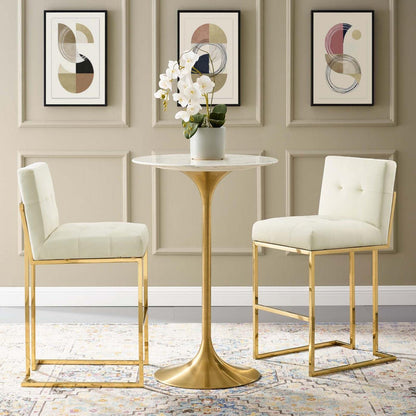 barstools | CasaFoyer Privy Bar Stool Set of 2 | Gold Stainless Steel Velvet | No Assembly | 331 lbs Capacity | casafoyer.myshopify.com
