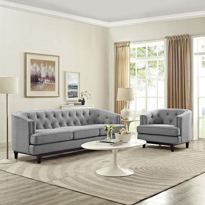 kitchen and dining room sets | CasaFoyer Coast Living Room Set | Sophisticated Mid-Century Elegance | Button Tufting | Polyester Upholstery | Walnut Legs | Removable Seat Covers | Comfortable & Durable | Includes Armchair & Sofa | casafoyer.myshopify.com