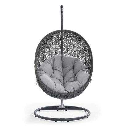 porch swings | Ergode Hide Swing Chair with Stand | Tranquil Island Getaway | All-Weather Sunbrella Cushion | Indoor/Outdoor Hammock | Patio, Porch, Backyard | Gray | casafoyer.myshopify.com