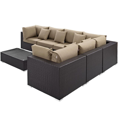 kitchen and dining room sets | CasaFoyer Convene Outdoor Sectional Sofa Set | Durable Rattan Weave | All-Weather Cushions | Versatile & Spacious Patio Furniture | Espresso Mocha | casafoyer.myshopify.com