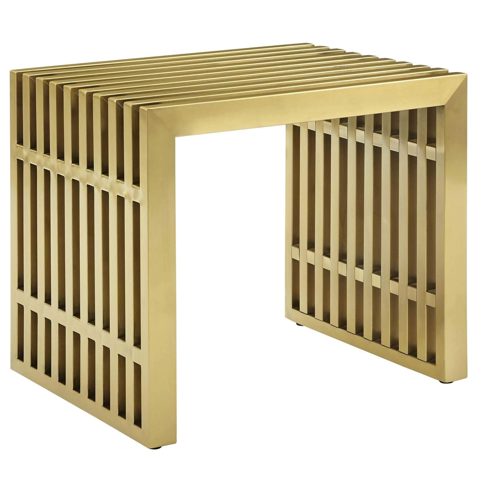 coffee tables | Ergode Gridiron Tubular Stainless Steel Bench | Sleek Gold-Colored Design | Transcending Boundaries | Perfect for Reception, Living, and Lounge Areas | Fully Assembled | casafoyer.myshopify.com