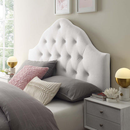 headboards | CasaFoyer Sovereign Performance Velvet Full Headboard | Luxurious & Glamorous | Plush Vintage Velvet | Soft & Stain-Resistant | Diamond Tufting | Height Adjustable | White | casafoyer.myshopify.com