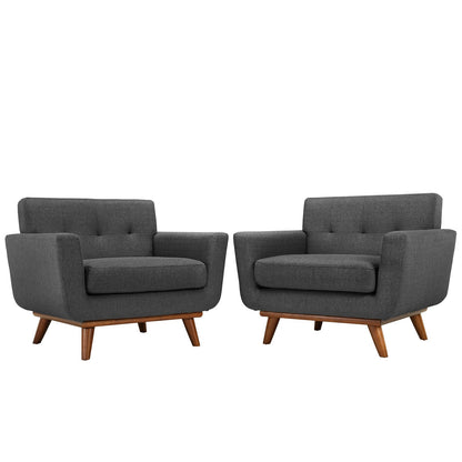 Sofa & chair Sets | Engage Armchair | Dual Cushions | Cherry Wood Legs | Set of 2 | Gray Upholstered Lounge Chair | Relaxation & Conversations | casafoyer.myshopify.com