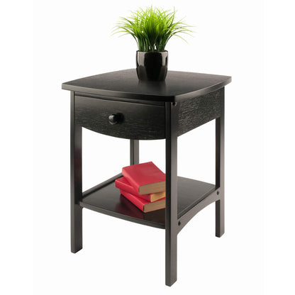TABLE | Ergode  Claire Curved Nightstand | Timeless Design | Black Finish | Pull-Out Drawer | Bottom Shelf | Durable Construction | Bedroom Furniture | casafoyer.myshopify.com