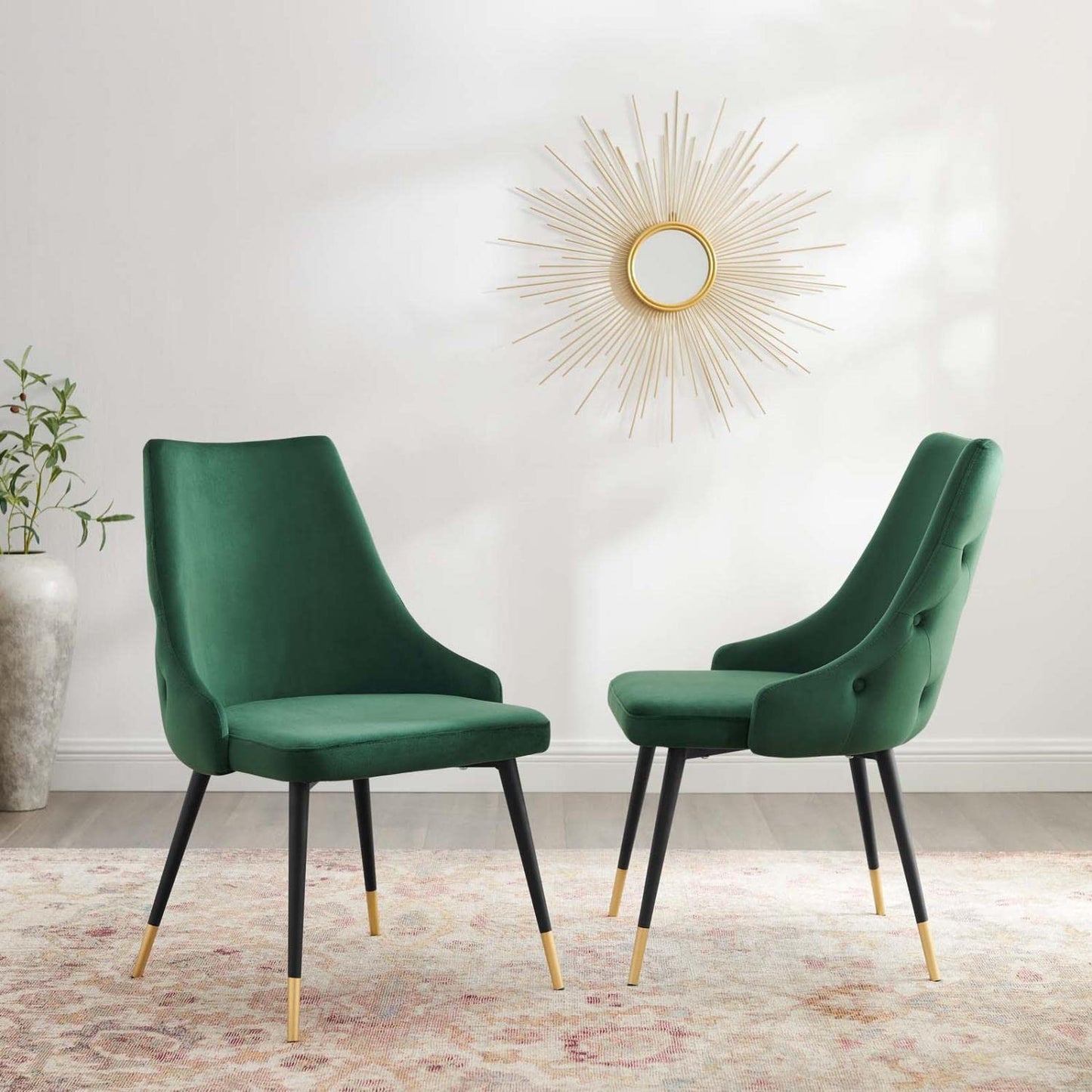 home office desk chairs | CasaFoyer Adorn Tufted Performance Velvet Dining Side Chair | Elegant, Comfortable, Versatile | Set of 2 | Green | No Assembly Required | casafoyer.myshopify.com