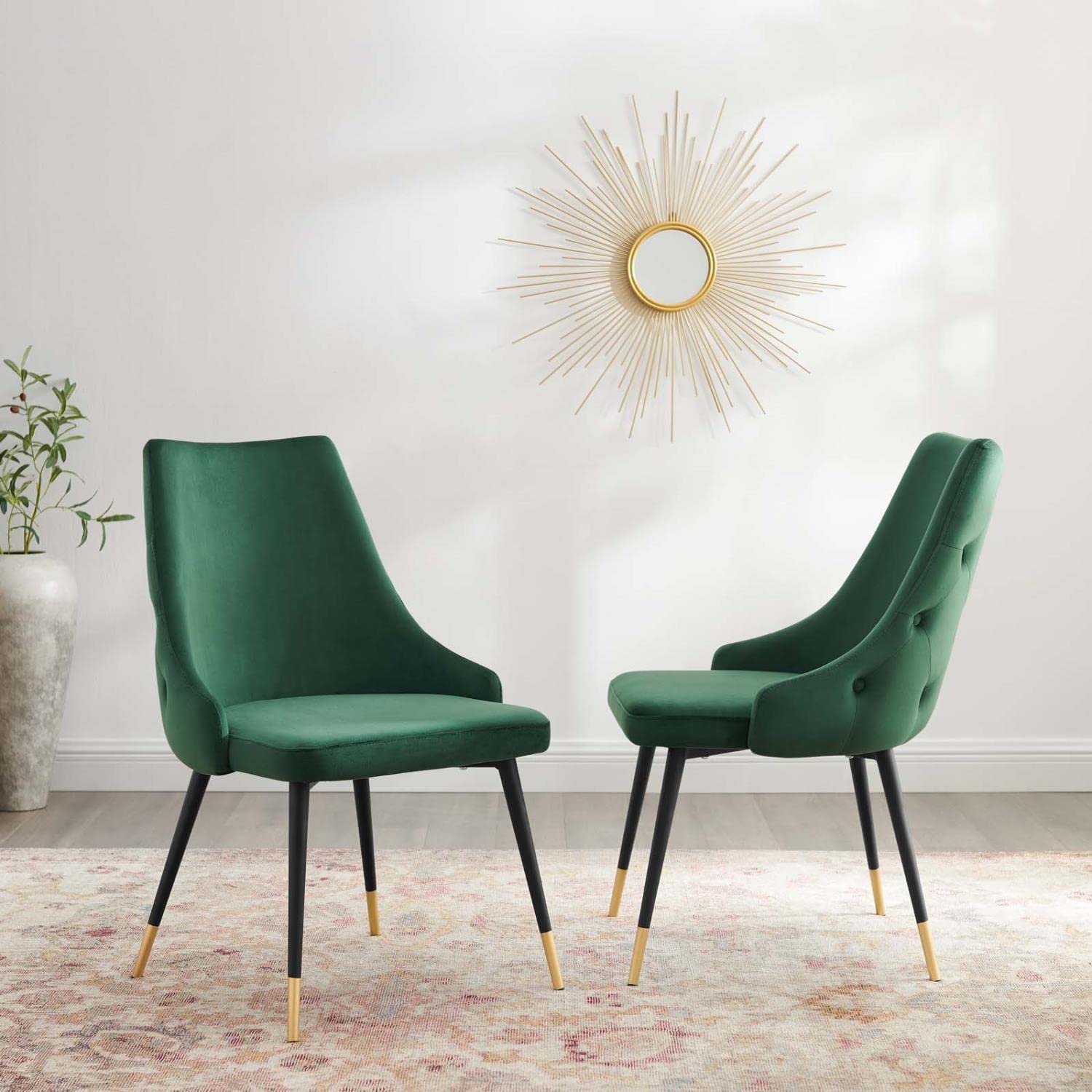 home office desk chairs | CasaFoyer Adorn Tufted Performance Velvet Dining Side Chair | Elegant, Comfortable, Versatile | Set of 2 | Green | No Assembly Required | casafoyer.myshopify.com