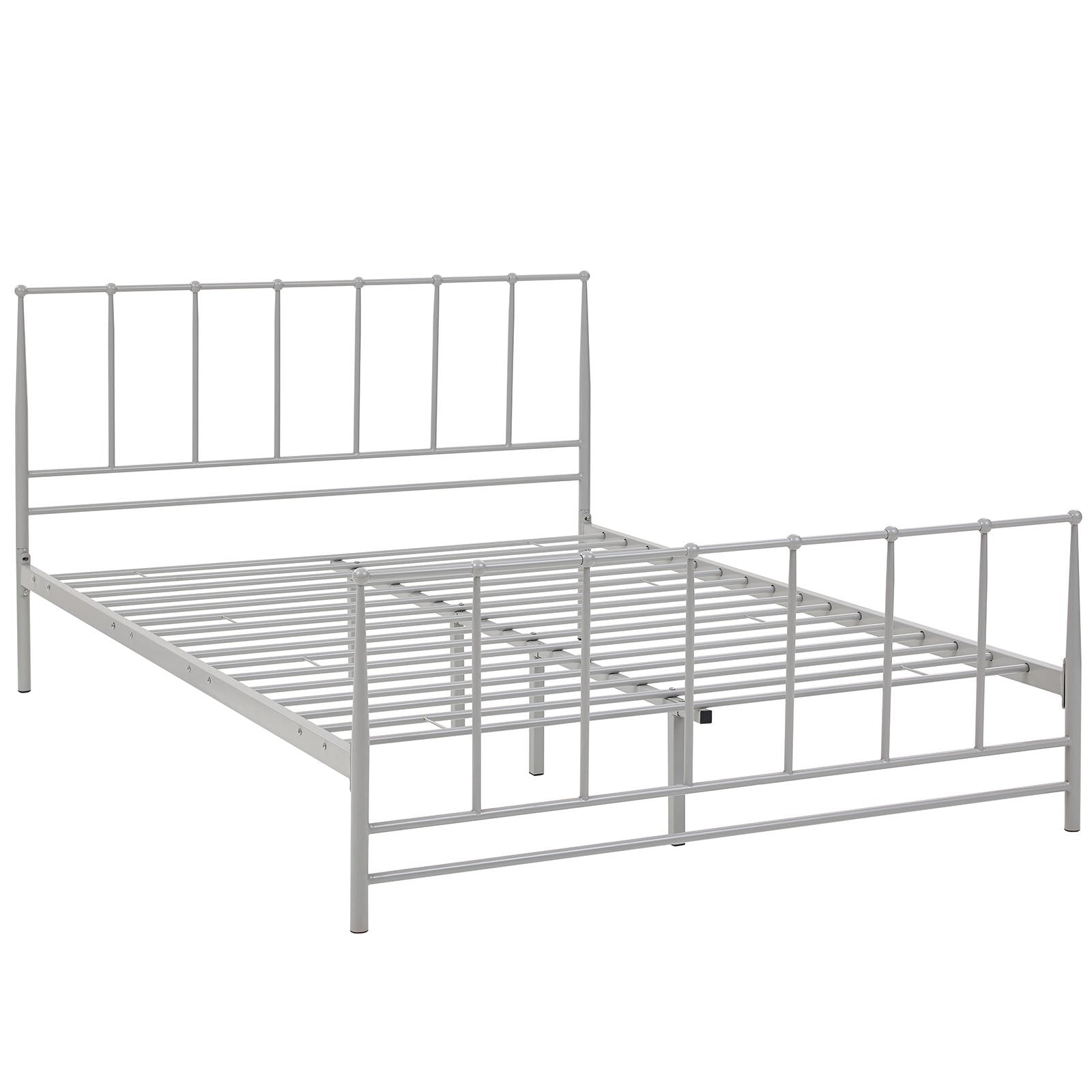 Bed | CasaFoyer Estate Platform Bed | Tranquil & Sturdy Coated Steel Frame | Non-Marking Foot Caps | Supports Memory Foam, Spring, Latex & Hybrid Mattresses | 1300 lbs Weight Capacity | Gray, King Size | casafoyer.myshopify.com