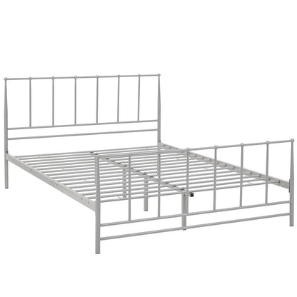 Bed | CasaFoyer Estate Platform Bed | Tranquil & Sturdy Coated Steel Frame | Non-Marking Foot Caps | Supports Memory Foam, Spring, Latex & Hybrid Mattresses | 1300 lbs Weight Capacity | Gray, King Size | casafoyer.myshopify.com
