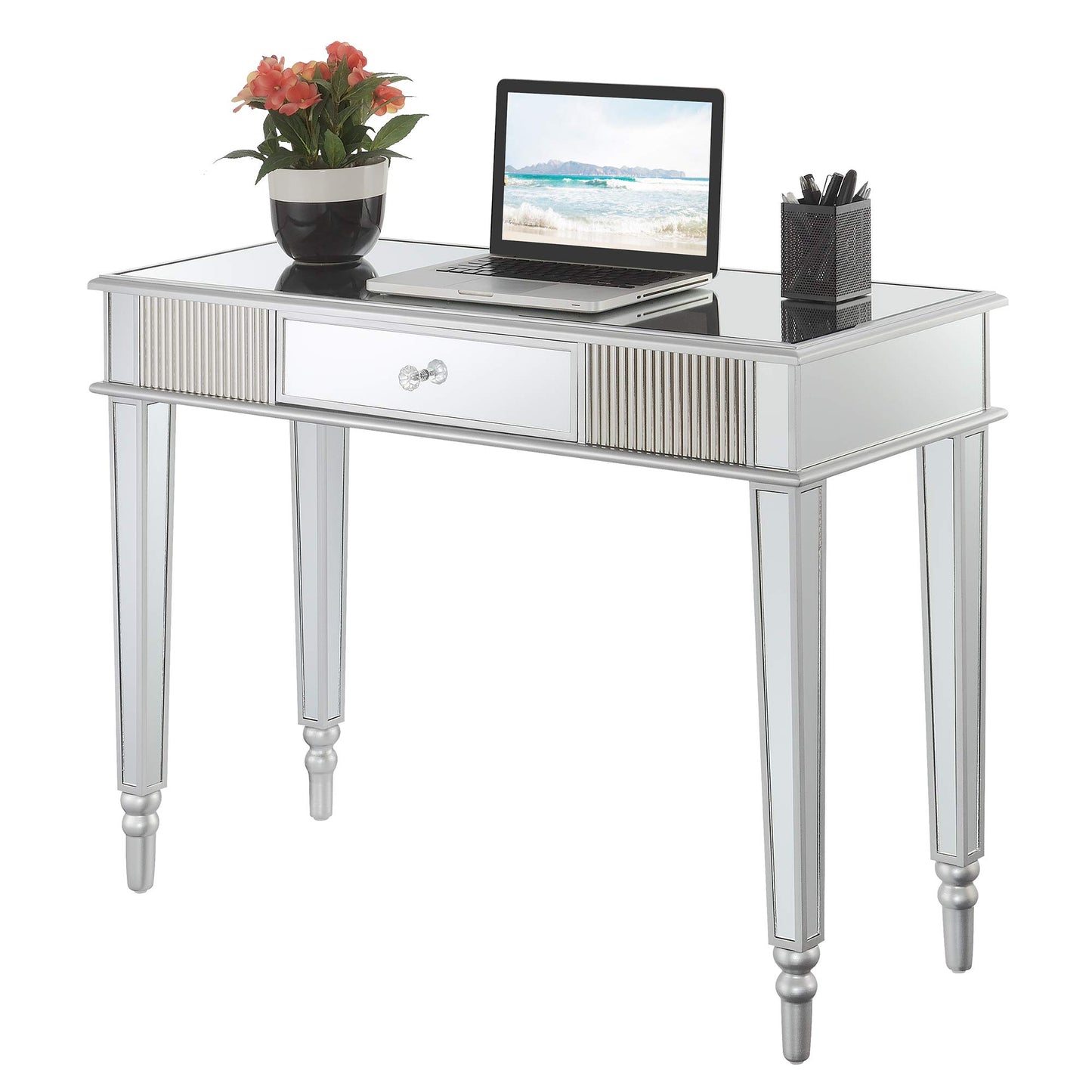 Desk | French Country 1 Drawer Mirrored Desk/Console Table | Elegant & Glamorous Home Decor | Ample Storage | Durable Construction | Versatile & Stylish | Ergode | casafoyer.myshopify.com