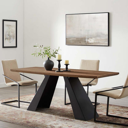 patio dining tables | CasaFoyer Elevate 71 Dining Room Table | Walnut Veneer Top | Matte Black Iron Base | Non-Marking Foot Caps | Sophisticated & Elegant Design | casafoyer.myshopify.com