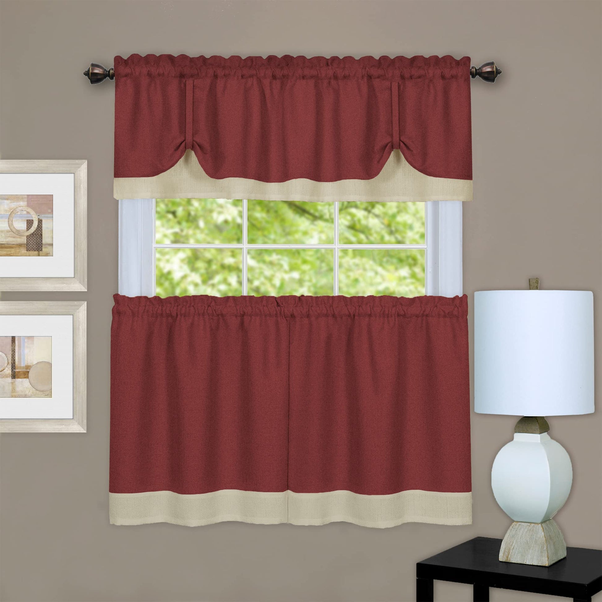 solar panels | CasaFoyer Darcy Window Curtain Tier & Valance Set | High-Quality Polyester | 1.5 Rod Pocket | Coordinate with Darcy Collection | Machine Washable | Marsala/Tan | 58x36/58x14 | casafoyer.myshopify.com