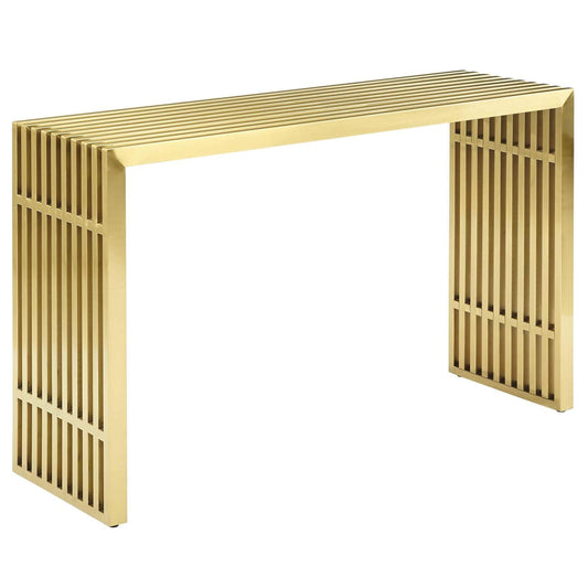 sofa tables | Ergode Gridiron Tubular Stainless Steel Console Table | Sleek Gold Design | Transcends Boundaries | Ideal for Reception Rooms & Living Areas | casafoyer.myshopify.com