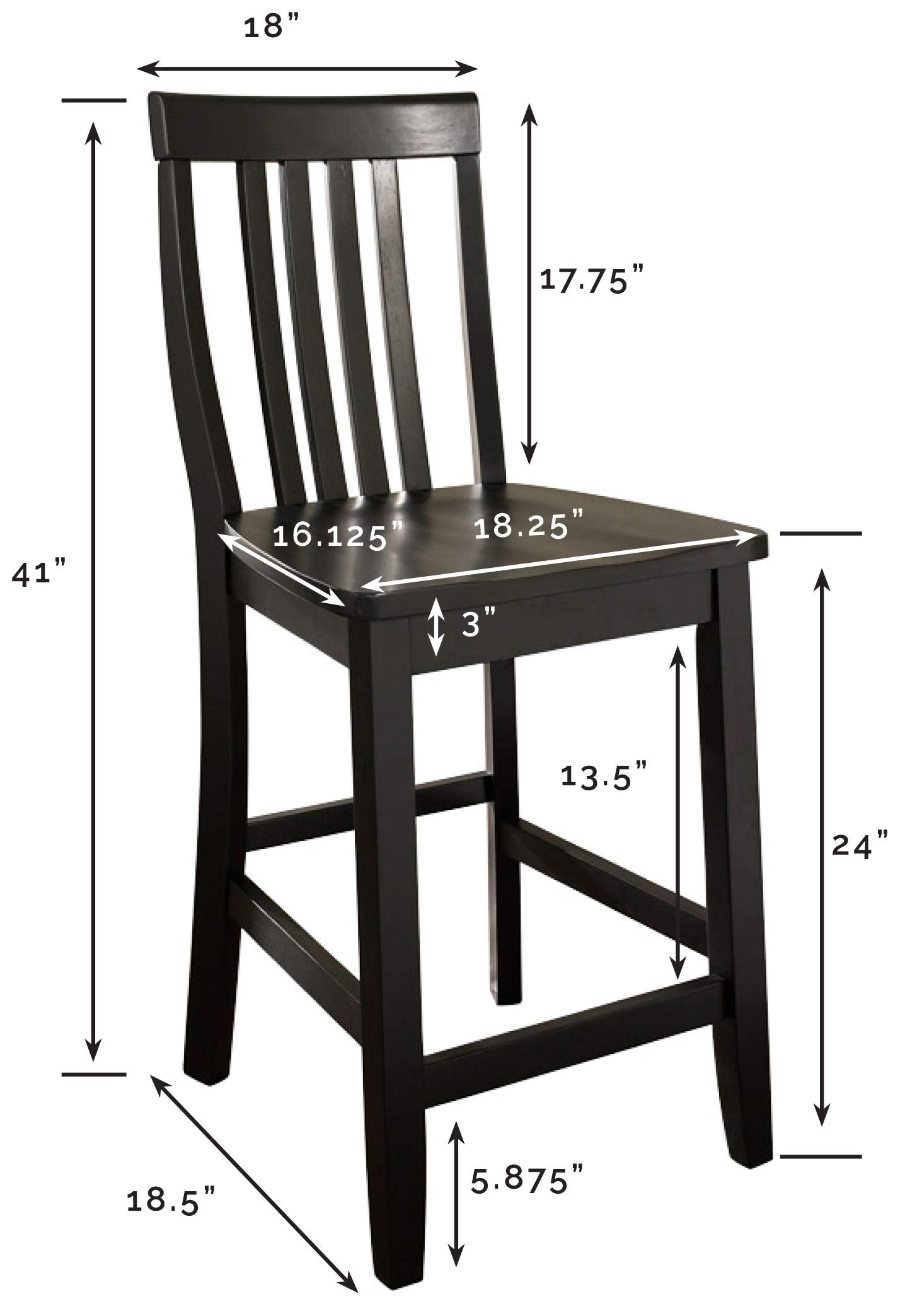 Dining Table | Solid Hardwood School House Style Bar Stool | Durable & Comfortable | 24 Seat Height | Ideal for Dining Tables or Counters | Set of 2 | casafoyer.myshopify.com
