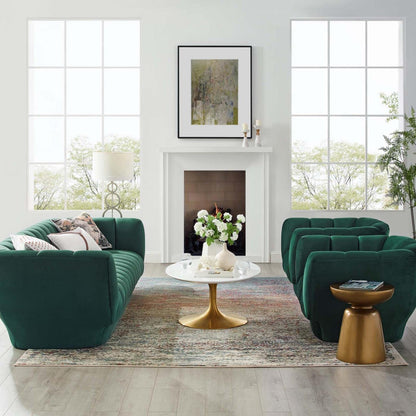 kitchen and dining room sets | CasaFoyer Entertain Sofa & 2 Armchair Set | Vintage-Inspired | Comfortable & Opulent | Green | Vertical Channel Tufting | Stain-Resistant Velvet | Extra Wide | 900 lbs Sofa Capacity | 300 lbs Armchair Capacity | casafoyer.myshopify.com