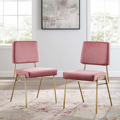 home office desk chairs | CasaFoyer Craft Performance Velvet Upholstered Dining Side Chair | Vintage Glamour | Gold Stainless Steel Frame | Luxurious Seating | Set of 2 | casafoyer.myshopify.com
