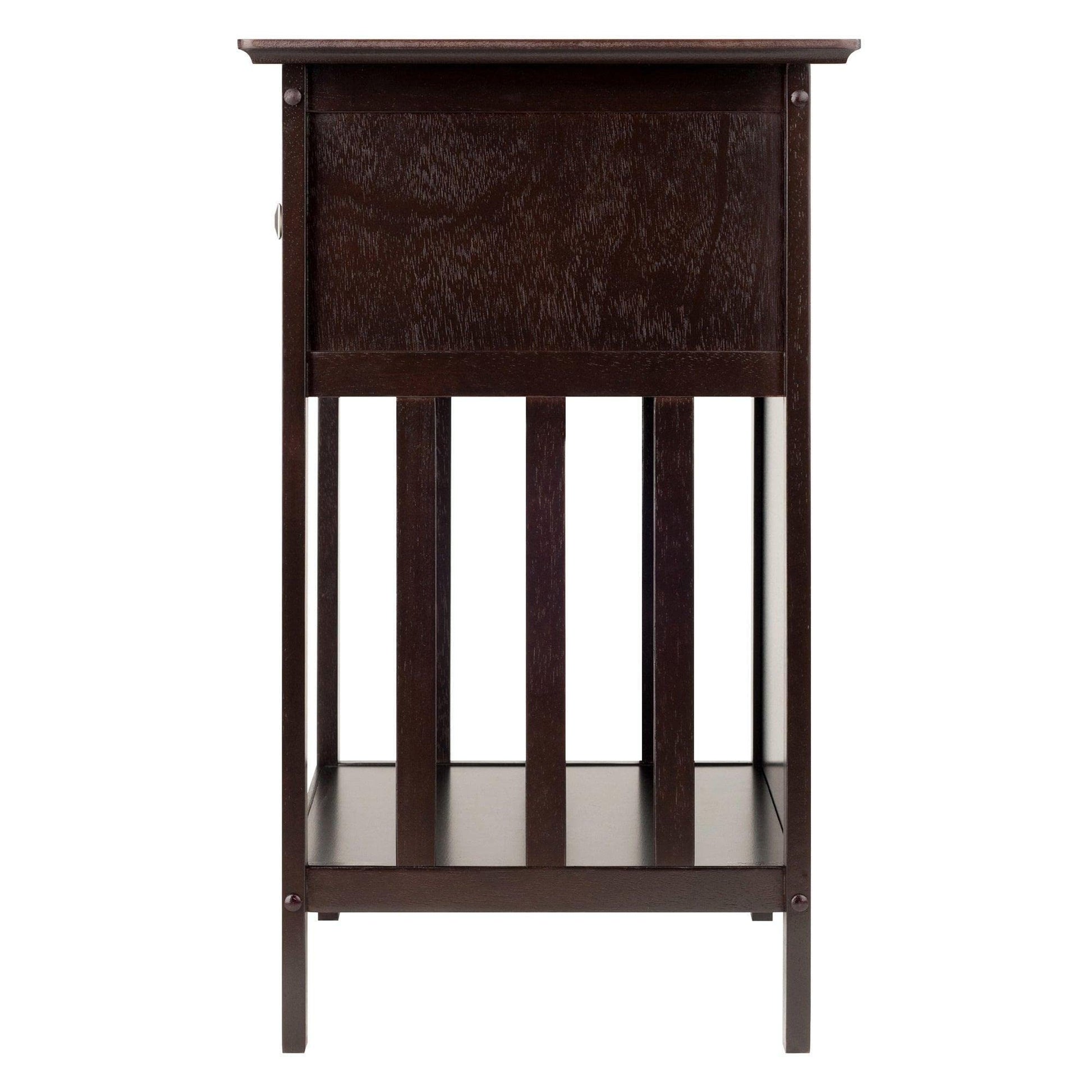TABLE | Ergode  Wood Marcel 1-Drawer Nightstand | Versatile Mission-Style Furniture | Spacious Drawer & Lower Shelf | Durable Solid & Composite Wood | Dark Coffee Finish | Easy Assembly | 18.9W x 14.9D x 25H | casafoyer.myshopify.com