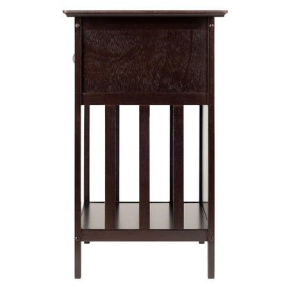 TABLE | Ergode  Wood Marcel 1-Drawer Nightstand | Versatile Mission-Style Furniture | Spacious Drawer & Lower Shelf | Durable Solid & Composite Wood | Dark Coffee Finish | Easy Assembly | 18.9W x 14.9D x 25H | casafoyer.myshopify.com