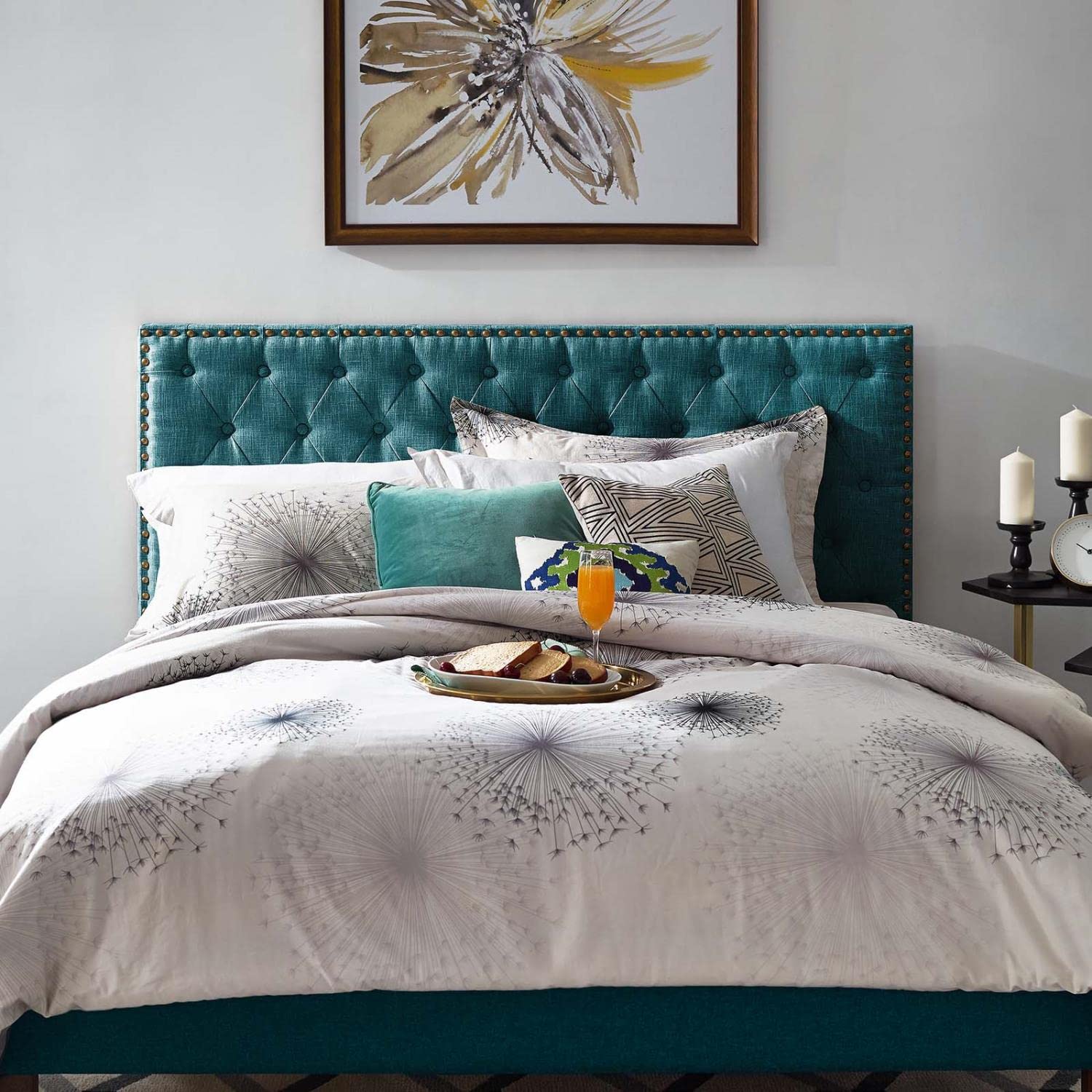 Bed | CasaFoyer Helena Tufted King & California King Headboard | Elegant Linen Fabric | Adjustable Height | Nailhead Trim | Button-Tufted | Perfect for Contemporary, Modern, or Farmhouse Bedroom Decor | casafoyer.myshopify.com