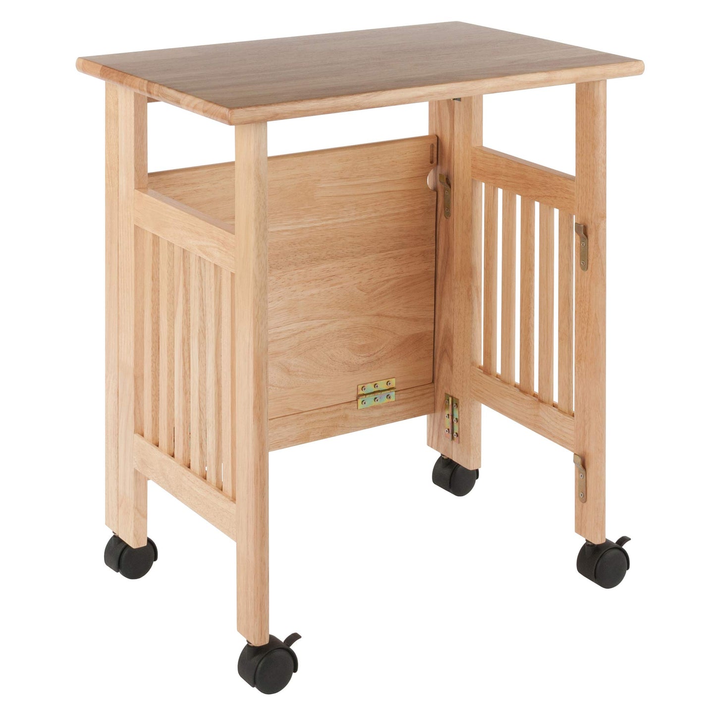 Kitchen Cart | Ergode Mission Printer/Media Stand | Versatile Cart for Office, Kitchen, Living Room | Locking Wheels | 24W x 16.2D x 27.2H | Solid Wood | Natural Finish | casafoyer.myshopify.com