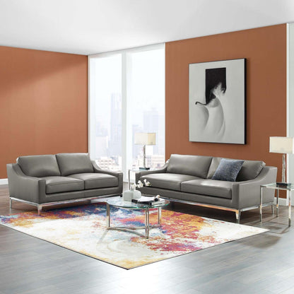 kitchen and dining room sets | CasaFoyer Sophisticated Harness Sofa & Loveseat Set | Leather Upholstery | Ultimate Comfort | Stainless Steel Frame | Non-Marking Foot Caps | Vintage & Contemporary Home | Removable Cushions | Weight Capacity: 900 lbs & 600 lbs | Gray | casafoyer.myshopify.com