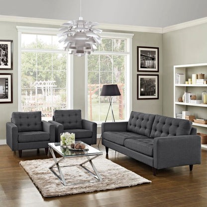 kitchen and dining room sets | CasaFoyer Empress Holistic Furnishings Set | Sofa & Armchairs | Tufted Buttons | Luxurious Cushions | Noble Design | Wooden Legs | Floor Protection | Gray | casafoyer.myshopify.com