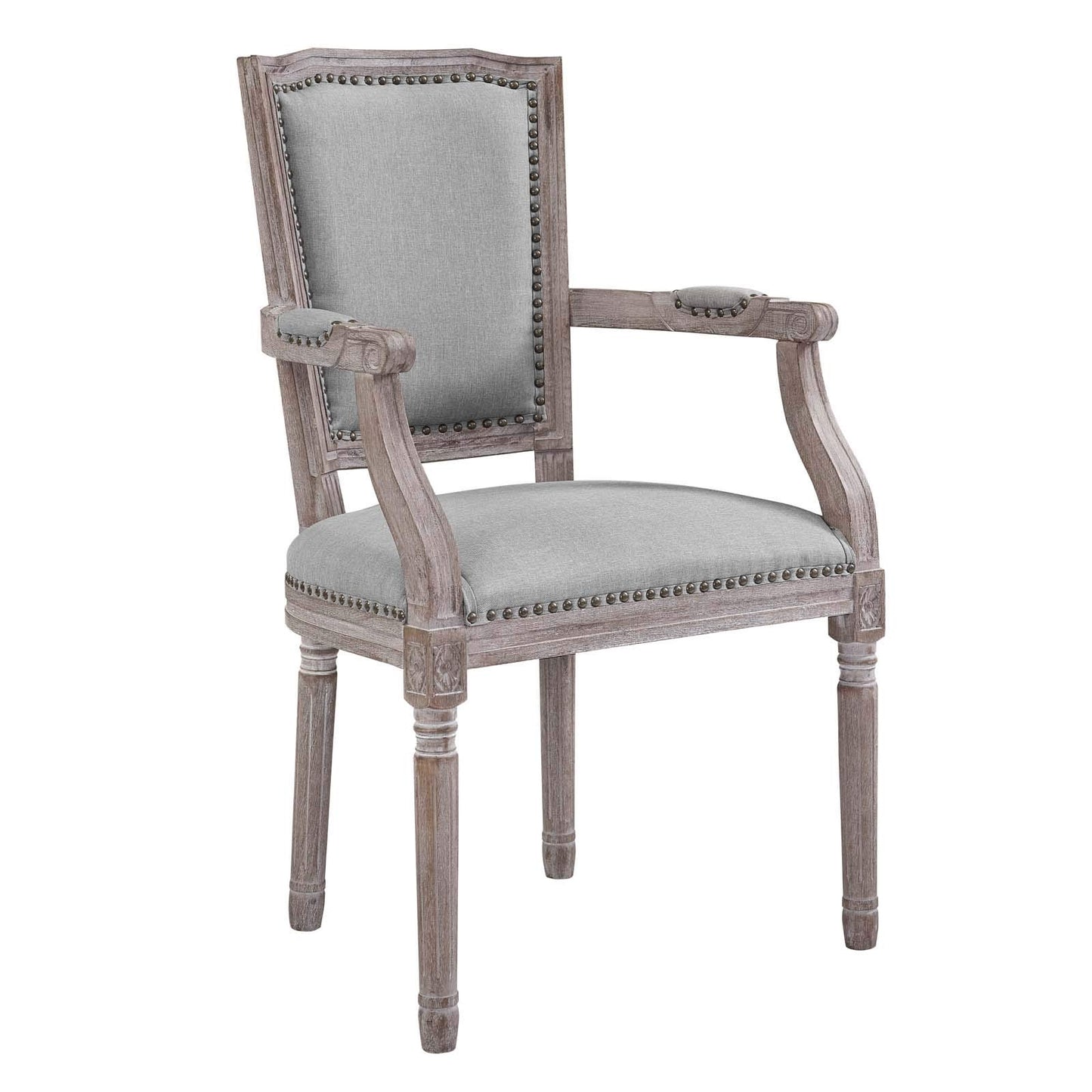 home office desk chairs | CasaFoyer Penchant Dining Armchair Set of 4 | Luxurious Elegance | Fluted Wood Frame | Plush Upholstery | Antique Copper Trim | Vintage French Look | 331lb Capacity | casafoyer.myshopify.com