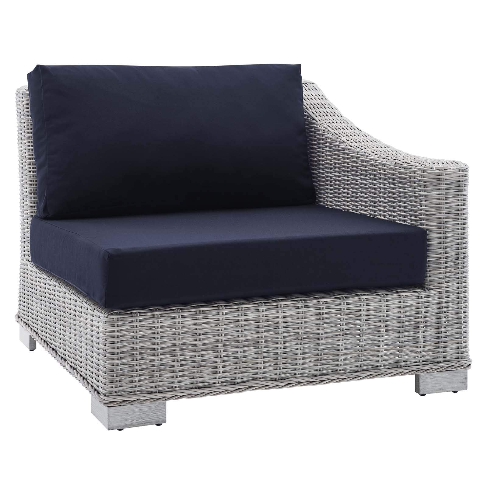 sofas | CasaFoyer Conway Outdoor Patio Sunbrella Wicker Rattan 5-Piece Sectional Sofa Furniture Set | Light Gray | UV-Resistant | Modular Design | Aluminum Frame | Water-Resistant Cushions | casafoyer.myshopify.com