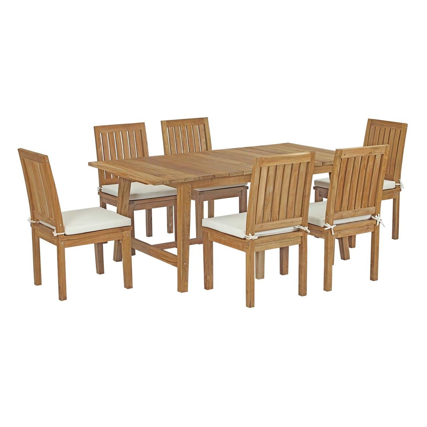 kitchen and dining room sets | CasaFoyer Teak Wood Outdoor Set | Marina Collection | 7 Piece Dining Set with Dorset Table & 6 Marina Side Chairs | Durable & Weather-Resistant | Assembly Required | casafoyer.myshopify.com