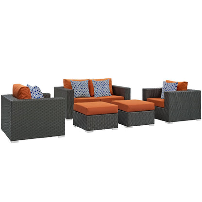 kitchen and dining room sets | CasaFoyer Sojourn Outdoor Patio Furniture Set | Sunbrella Cushions | Synthetic Rattan | UV Protection | Aluminum Frame | Includes Loveseat, Armchairs, Ottomans | casafoyer.myshopify.com