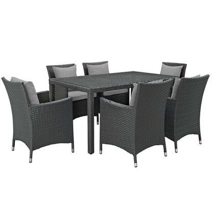 kitchen and dining room sets | CasaFoyer Sojourn Outdoor Patio Furniture Set | 7 Piece Dining Collection | Sunbrella Cushions | Synthetic Rattan Weave | UV Protection | Aluminum Frame | casafoyer.myshopify.com