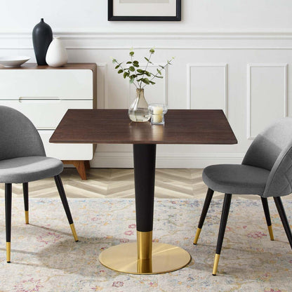 patio dining tables | CasaFoyer Zinque Dining Table | Modern Mid-Century Design | Black & Gold Base | MDF Wood Grain Veneer | Non-Marking Ring | Easy to Clean | casafoyer.myshopify.com