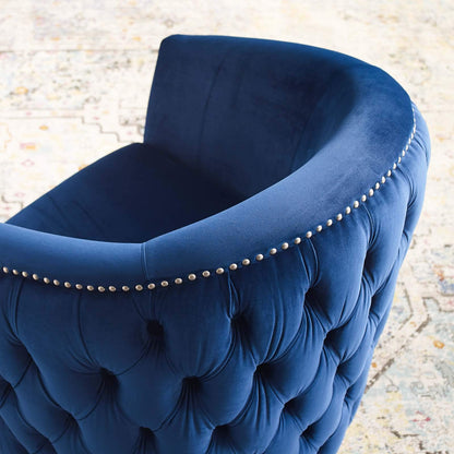 home office desk chairs | CasaFoyer Rogue Performance Velvet Swivel Armchair | Versatile | Comfortable | Luxurious Seating | Living Room, Lounge, Entryway | Navy | casafoyer.myshopify.com