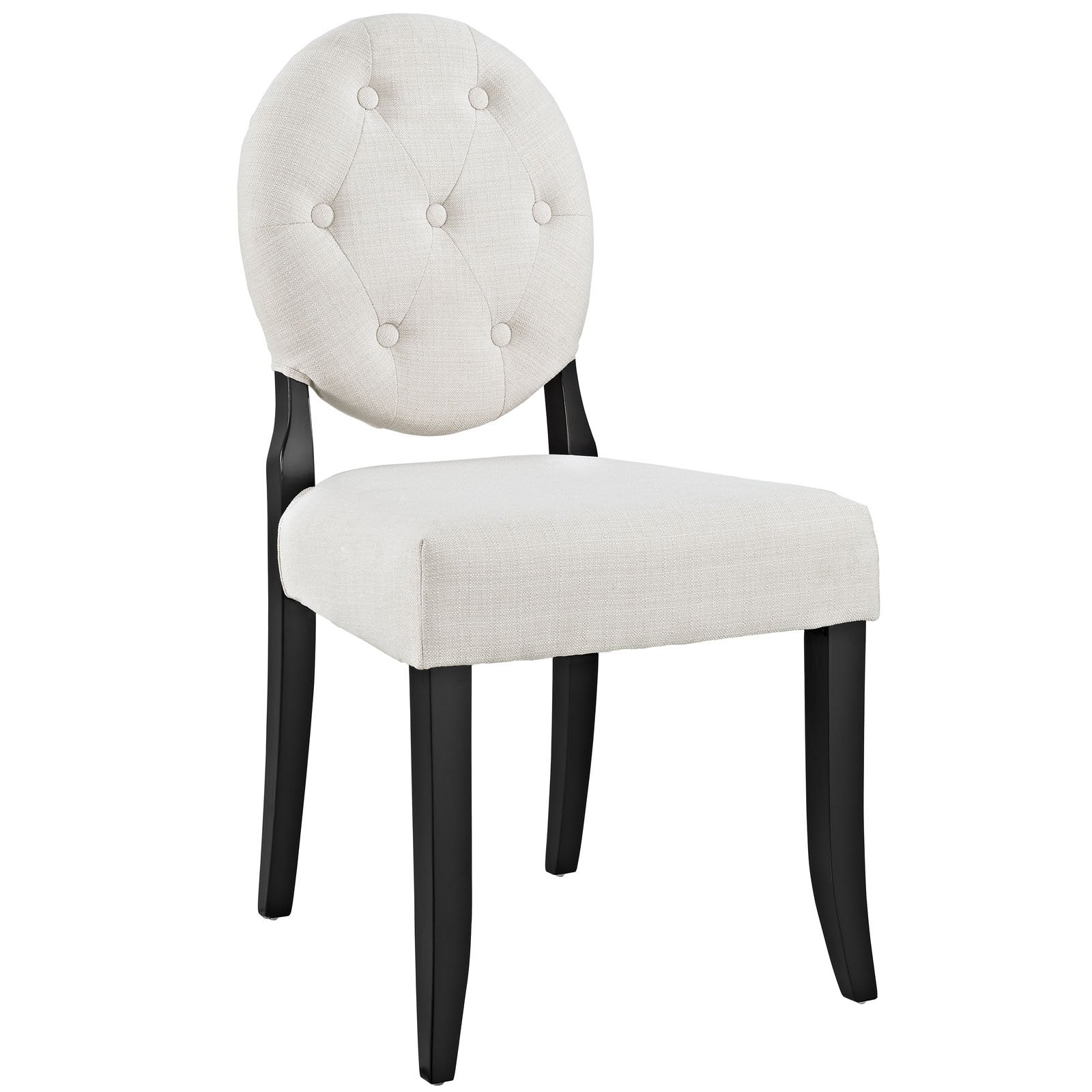 home office desk chairs | CasaFoyer Button Dining Side Chair | Whimsical Transparent Design | Beige Polyester Upholstery | Padded Seat | Sturdy Black Hardwood Legs | Joyful and Stylish Addition to Any Space | casafoyer.myshopify.com