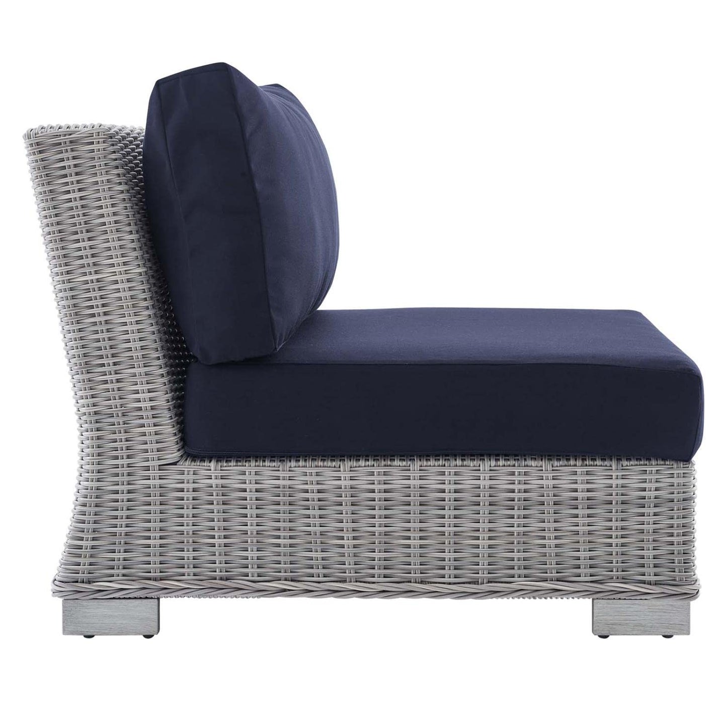 patio bistro sets | CasaFoyer Conway Outdoor Patio Wicker Rattan Armless Chair | Light Gray | UV-Resistant | Aluminum Frame | Sunbrella Cushions | 300 lb Weight Capacity | casafoyer.myshopify.com