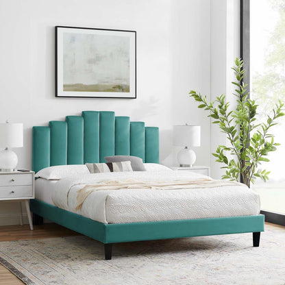 adjustable bed bases | CasaFoyer Elise Performance Velvet Queen Platform Bed | Art Deco Style | Stain-Resistant | Memory Foam Compatible | 800 lbs Weight Capacity | casafoyer.myshopify.com