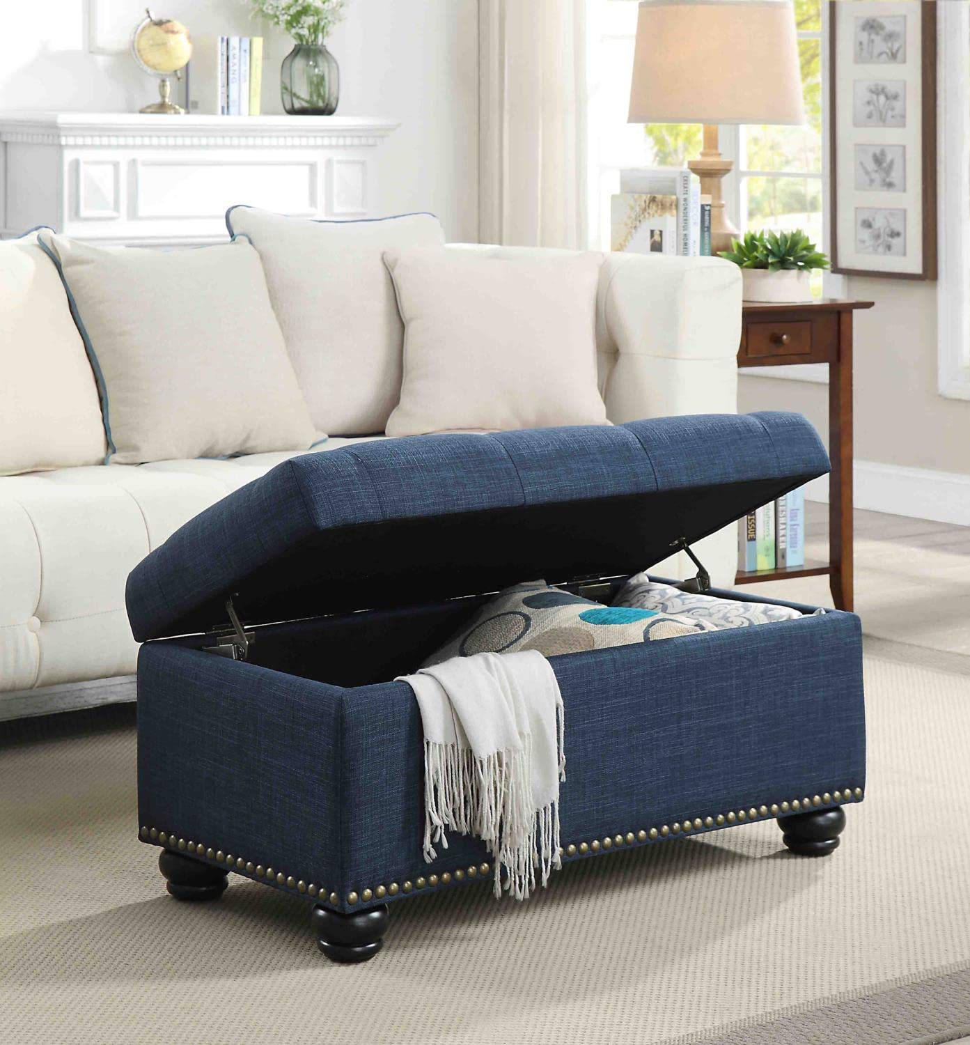 Ottoman | Designs4Comfort 7th Avenue Storage Ottoman | Nailhead Trim | Stylish Bench & Versatile Storage | Lift-Up Lid | Perfect Home Decor Revitalizer | casafoyer.myshopify.com