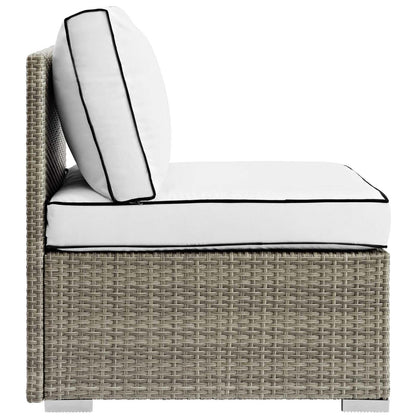 ottomans | CasaFoyer Repose Outdoor Patio Armless Chair | Stylish Tan & Gray Synthetic Rattan | UV Protection | Plush Cushions | Sturdy Aluminum Frame | Perfect for Patio, Backyard, Poolside | casafoyer.myshopify.com