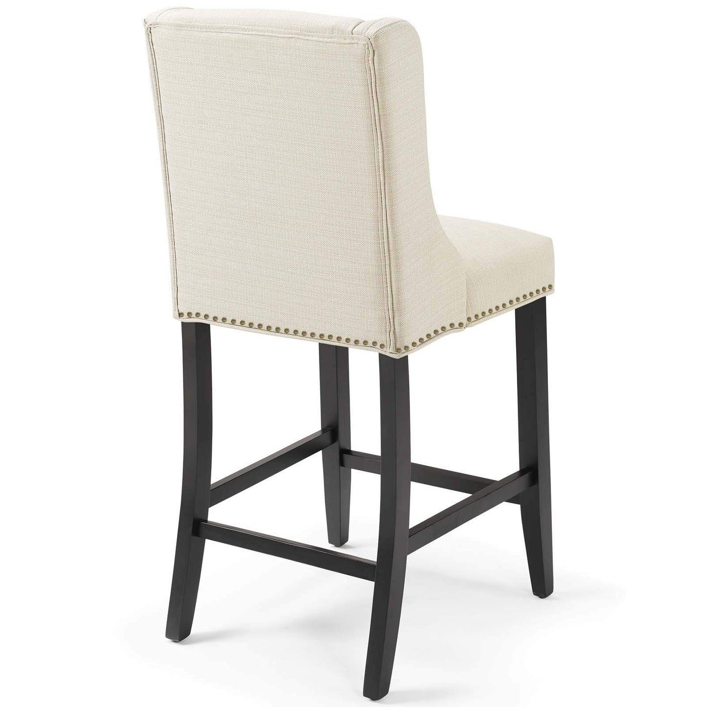 barstools | CasaFoyer Baron Upholstered Fabric Counter Stool | Contemporary Design | Nailhead Trim | Footrest | Solid Wood Frame | Beige | casafoyer.myshopify.com
