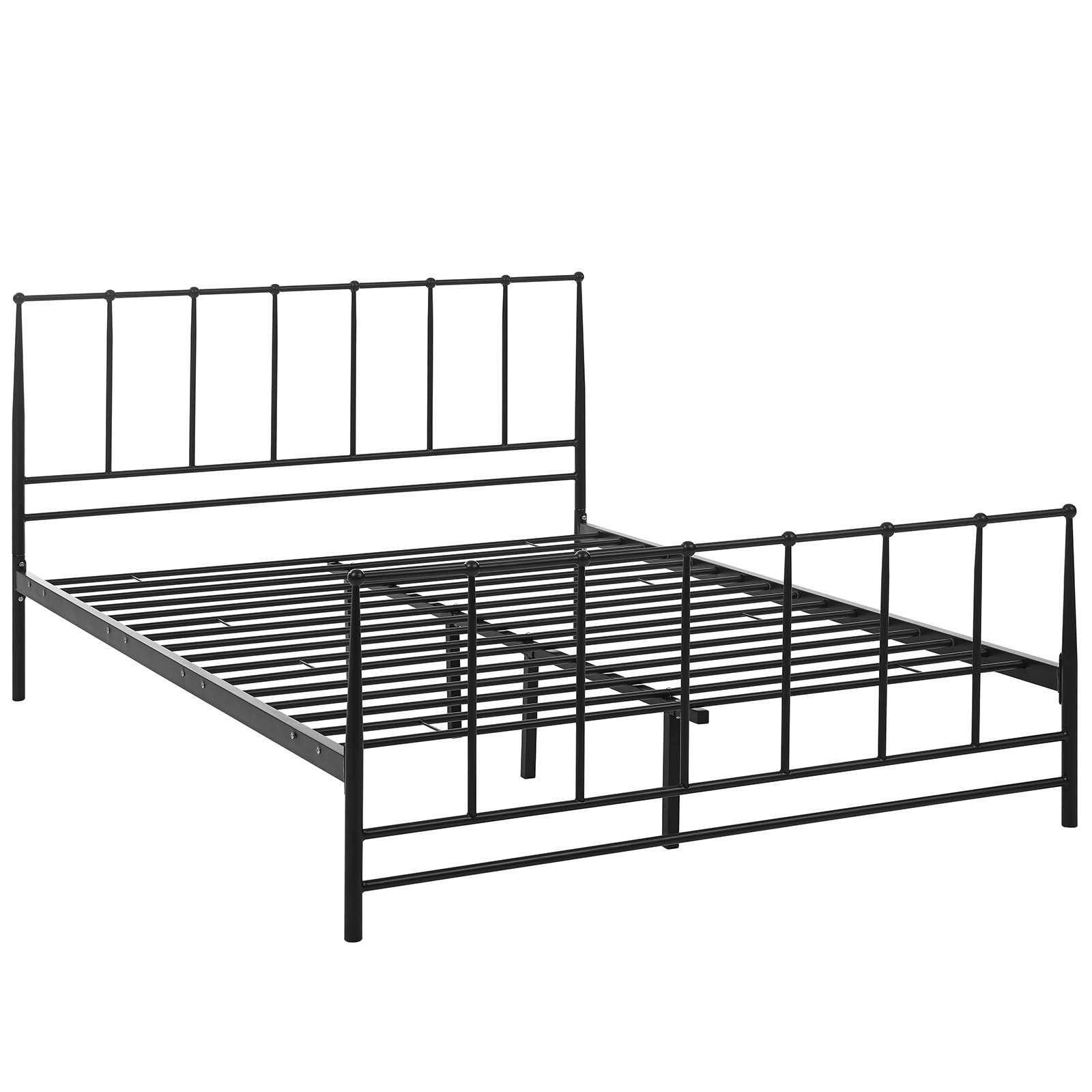 Bed | CasaFoyer Estate Platform Bed | Serene & Sturdy Design | Coated Steel Frame | Non-Marking Foot Caps | Supports Memory Foam, Spring, Latex & Hybrid Mattresses | 1300 lbs Weight Capacity | Queen Size | casafoyer.myshopify.com